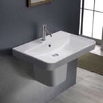 CeraStyle 079600U-S-PED Rectangular White Ceramic Semi-Pedestal Sink